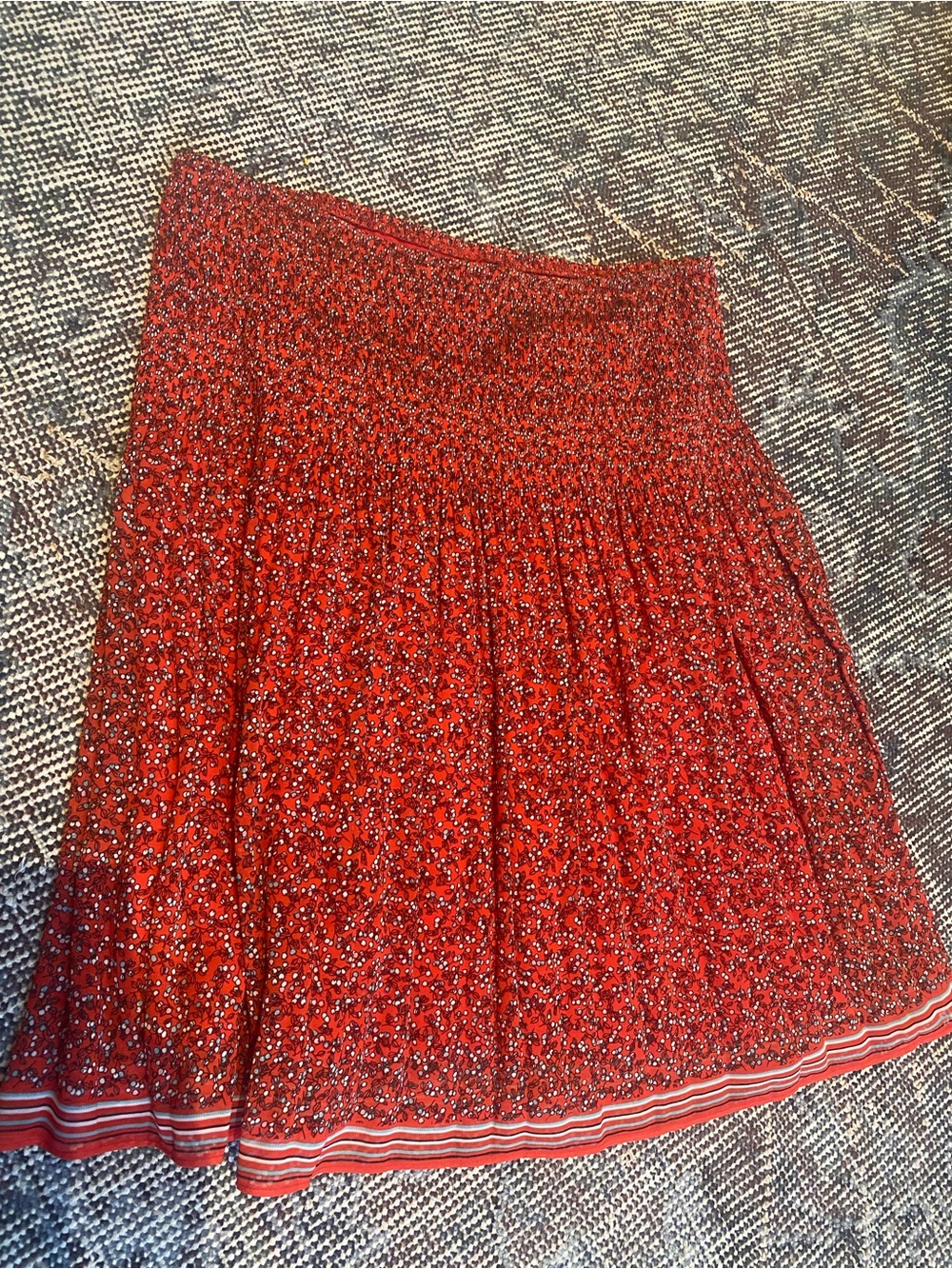 Red Smocked Floral Women’s Skirt